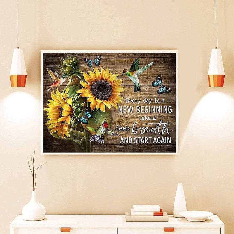 Tiwabb Stamped Cross Stitch Kits for Adults - Sunflower Inspirational Embroidery Kits for Beginners Adults,11 CT Patterns Dimensions Counted Cross Stitch Kits Arts Craft 12x16 inch - Image 3